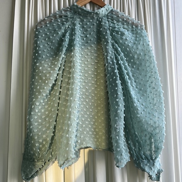 ZARA - size small - blue statement blouse with little Pom-Pom like pieces - Picture 2 of 5